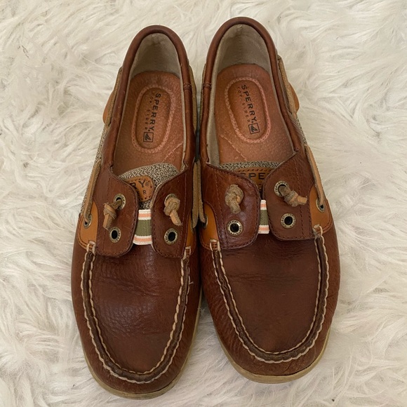 🔥30%OFF🔥SPERRY BROWN GREEN/PINK STRIPE SHOE 5.5 - Picture 1 of 9